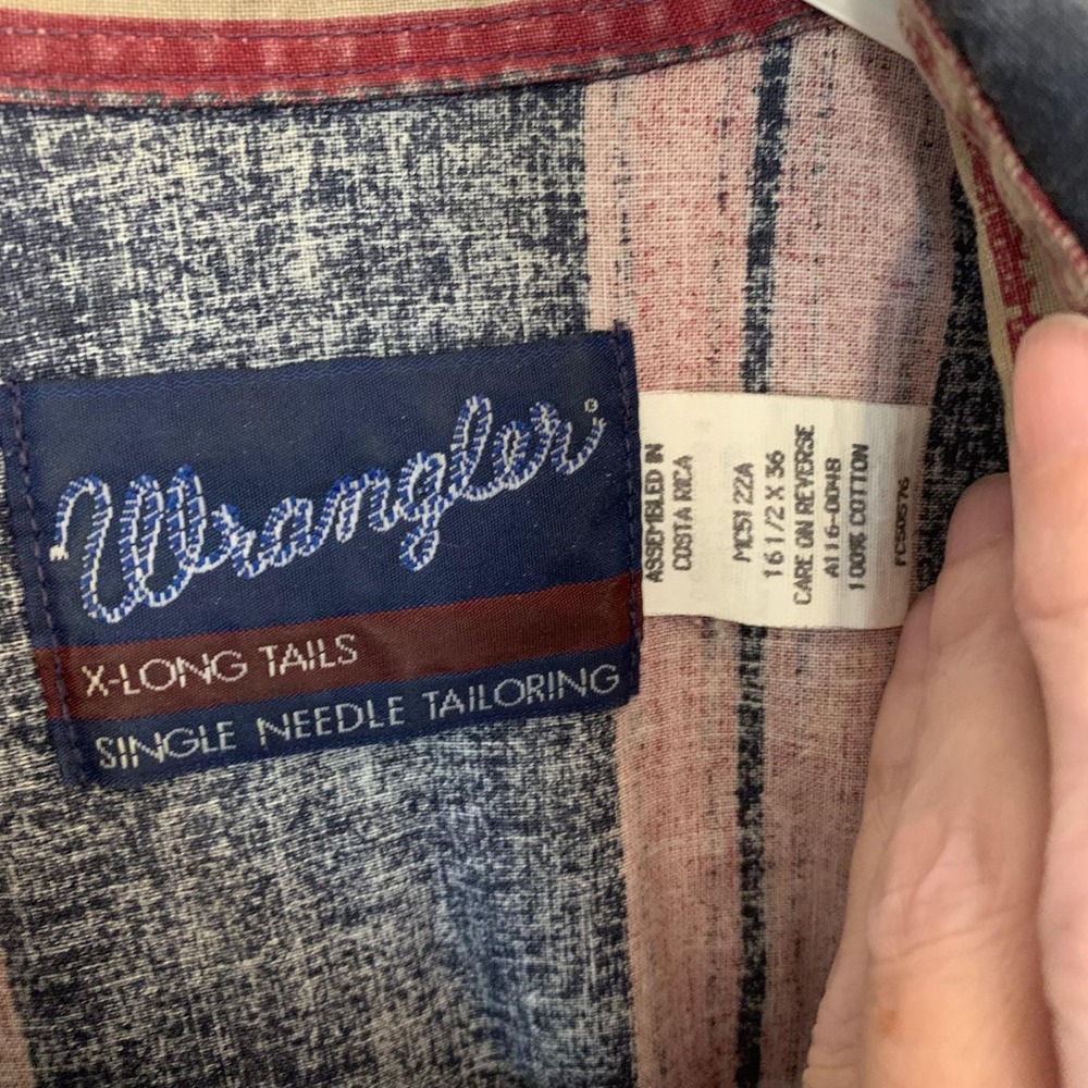 Wrangler X-Long Tails Western Shirt Mens 16.5x36 Striped Long Sleeve~Large Tall - Picture 11 of 12